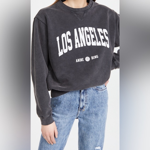 ANINE BING Ramona Los Angeles Sweatshirt in Washed Black - Picture 1 of 6